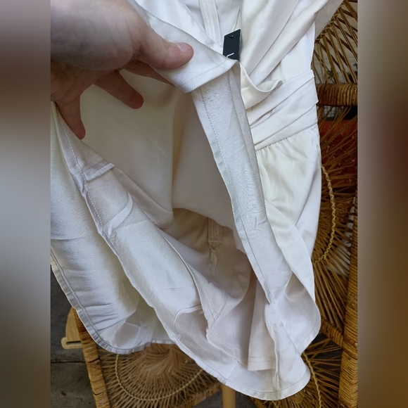 NWT Lulu's Elegant Off-Shoulder Ivory Satin Dress_Small - Picture 5 of 7